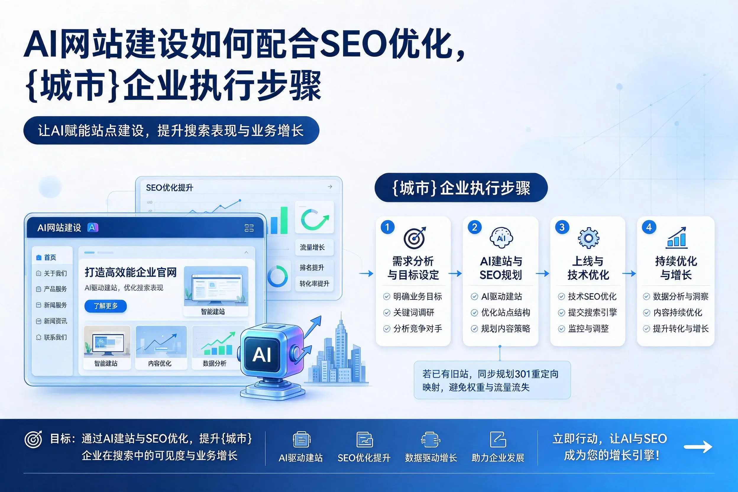 AI网站建设如何配合SEO优化,吴忠企业执行步骤