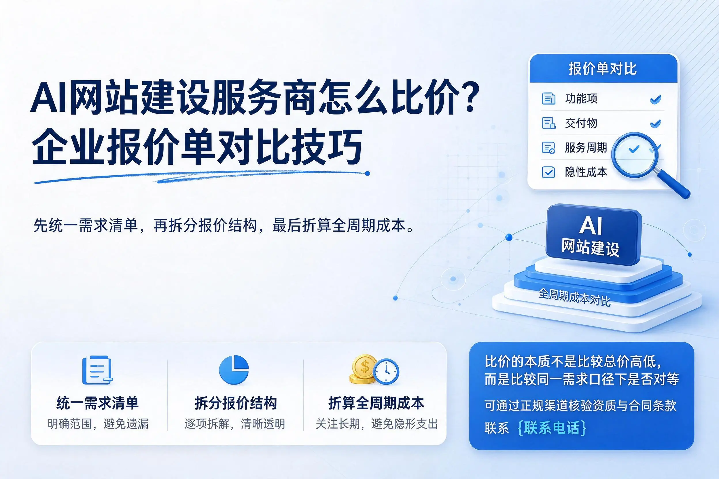 AI网站建设服务商怎么比价?吴忠企业报价单对比技巧