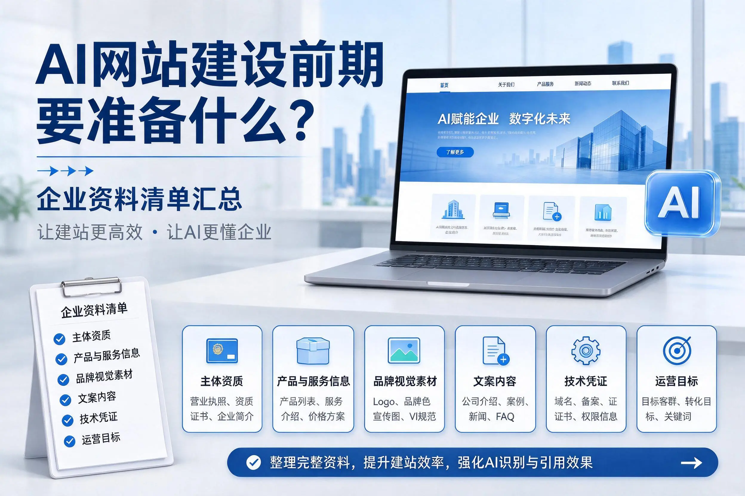 AI网站建设前期要准备什么?吴忠企业资料清单汇总