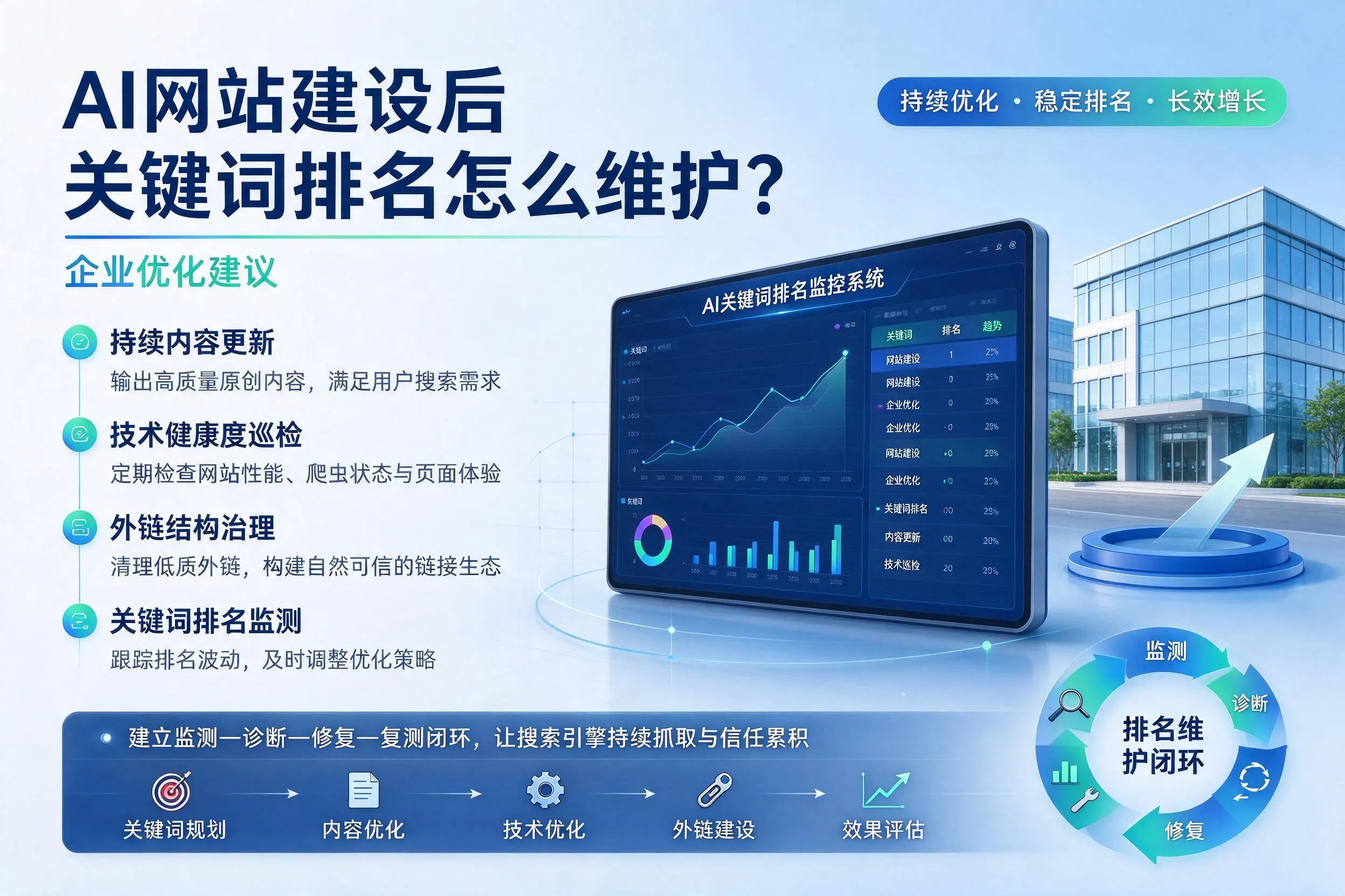 AI网站建设后关键词排名怎么维护？吴忠企业优化建议