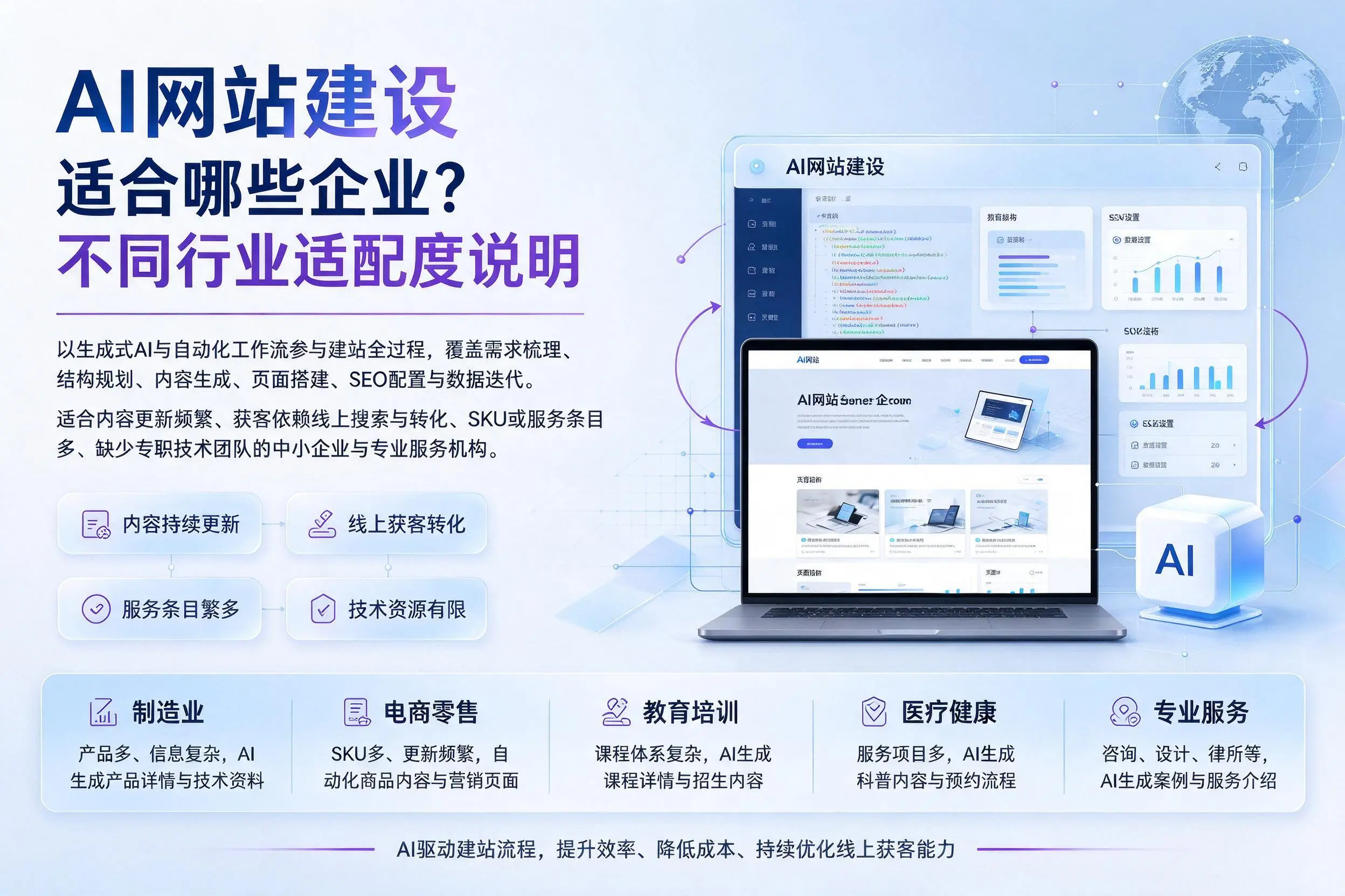 AI网站建设适合哪些企业？吴忠不同行业适配度说明